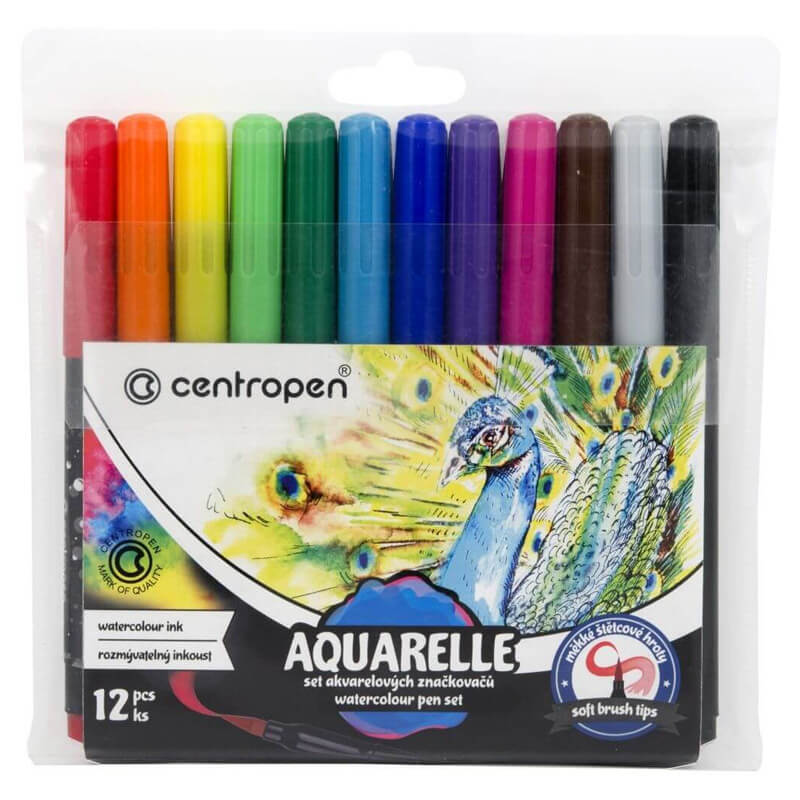 Marker Centropen 8683 Aquarelle - 12 culori/set